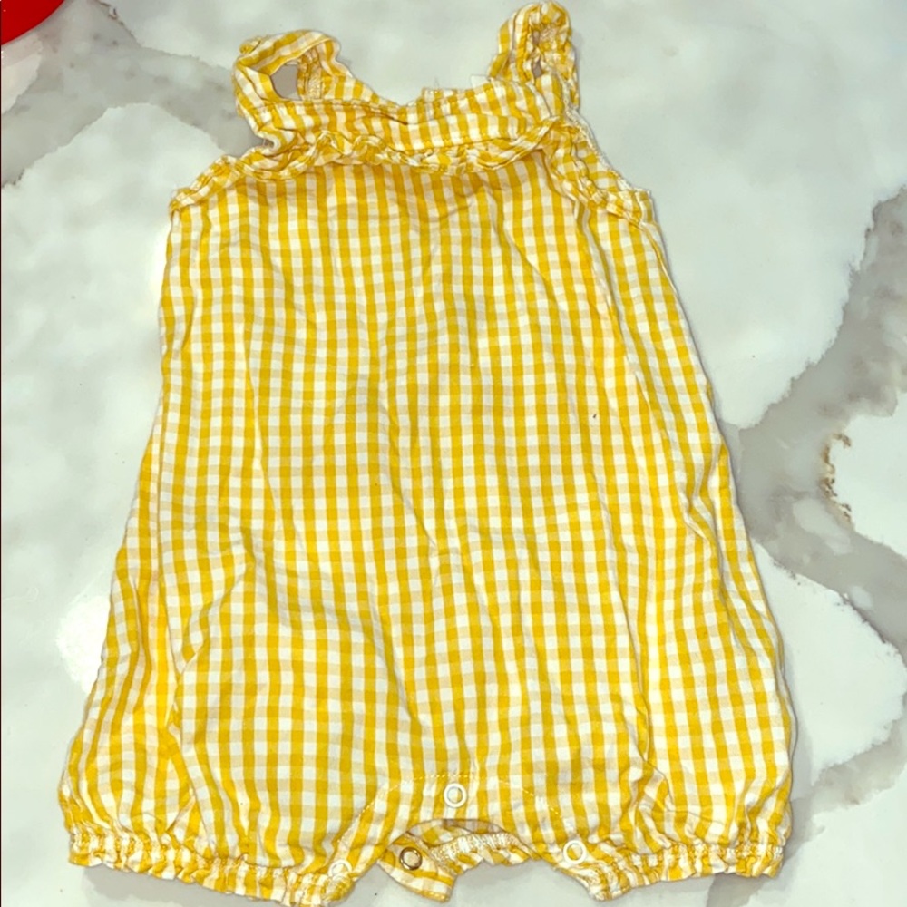 Carters gingham mustard yellow onesie - 18 mths!